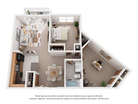 a 1 bedroom floor plan is shown in this illustration